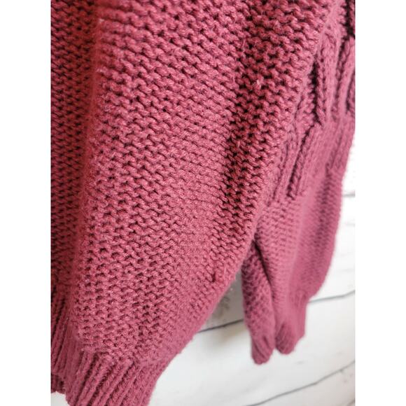 Vtg Outback Red Pink Mock Neck Cable Knit Preppy Sweater Women's Medium oversize - Picture 6 of 8